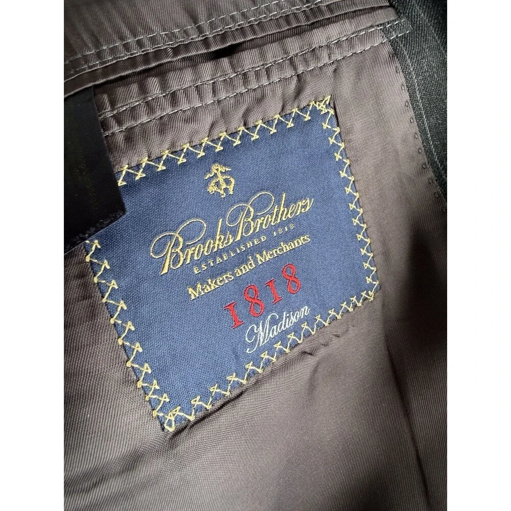 Brooks Brothers 1818 Madison 44L Gray Pinstripe Wool Sport Coat Blazer USA